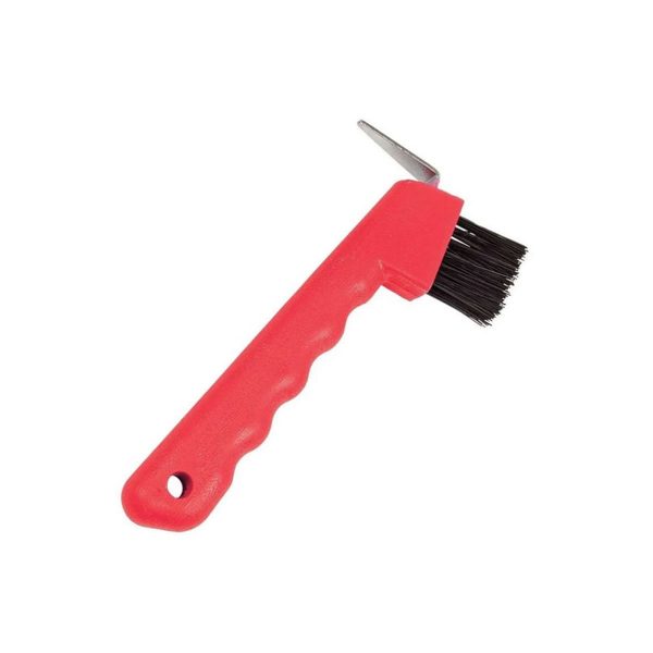 Hoof Pick with Brush Red