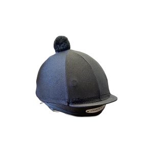 Turfmasters Lycra Hat Silk with Pom Pom Black